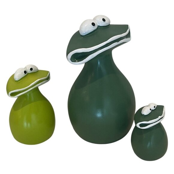 New Big Mouth Frog Family Waterproof Resin Decoration Statue Figurine - Set of 3 - Picture 6 of 12